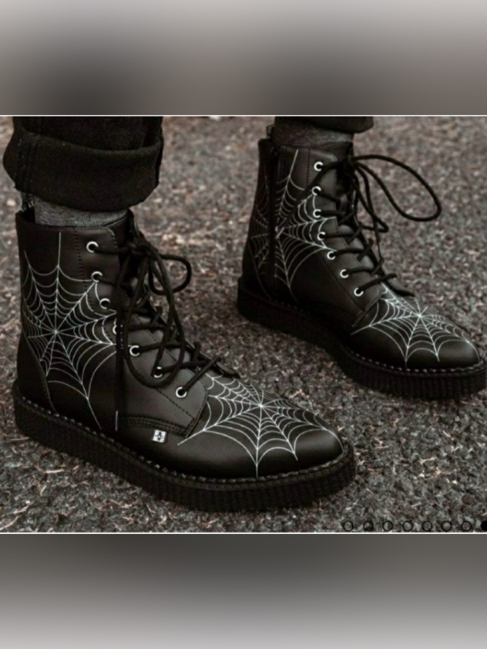 TUK Vegan Leather Spiderweb Combat Goth Boots Womens Size 7 New Halloween